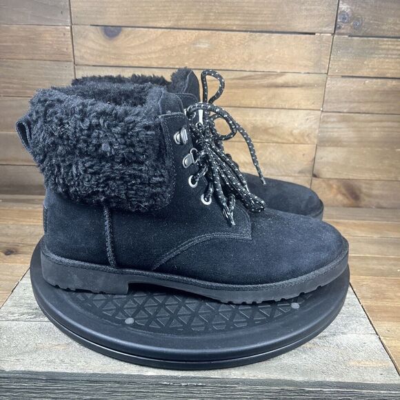 UGG Womens Size US 6.5 Romely Heritage Suede Shearling Ankle Boots Black - Picture 1 of 10